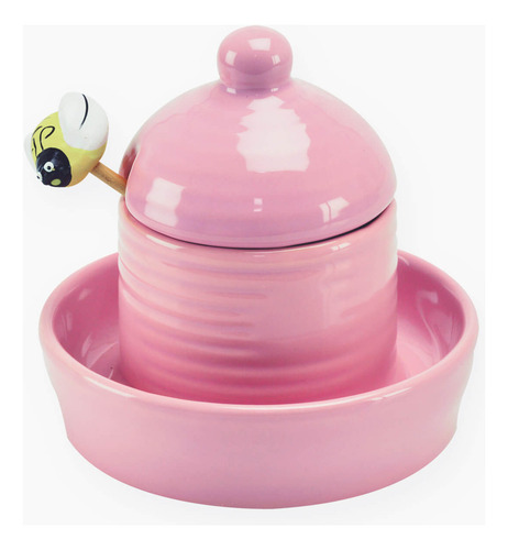 Meleira De Cerâmica Com Pegador Abelha 300ml Cor Rosa