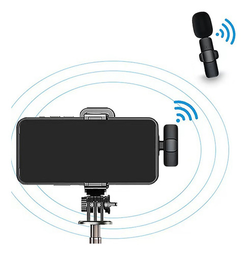 1 Mini Micrófono Inalámbrico Para Celular Color Negro