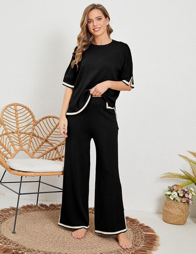 Elegante Conjunto De Jersey Y Pantalón De Punto De 2 Piezas