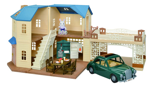 Calico Critters Casa Grande Con Juego De Regalo De Cochera,.