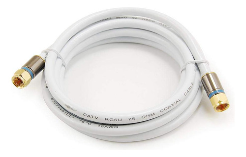 Commercial Electric Cable Coaxial Rg-6 De 6 Pies - Blanco