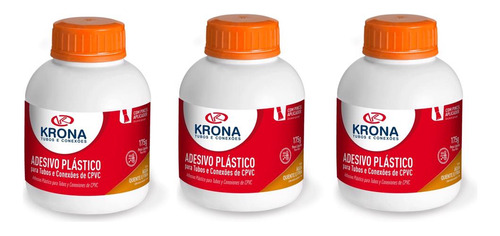 Adesivo Cola Para Tubo Ultraterm Frasco 175g Krona Kit 3 Pçs