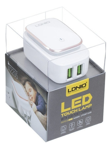 Cargador De Pared Usb Con Luz Led Suave Táctil De Dormitorio