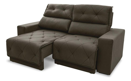 Sofá belga retráctil/reclinable de 1,80 m Velut Tobacco con muelles de color marrón claro