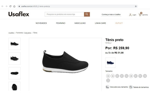 Tênis Lycra Casual Usaflex Feminino Tamanho 33