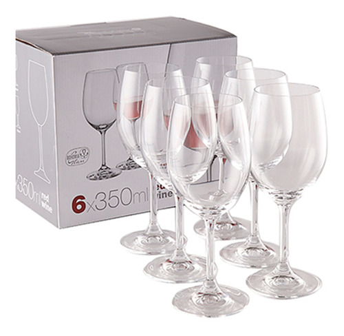 Caja De  Copas X 6  Vino  Lara Cristal Bohemia 350 Ml