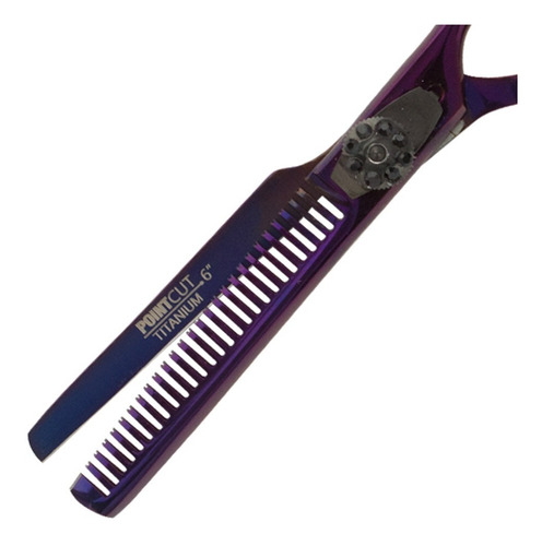 Tijera Barbero Pulir Desmechar Pointcut Titanio Purple 6