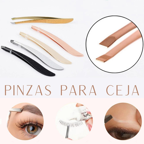 Pinzas Para Depilación Cejas Acero Inoxidable Punta Plana