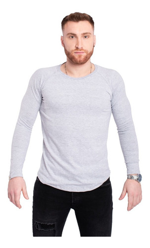 Imagen 6 de 8 de Remera Entallada Hombre Manga Ranglan Larga Algodón Jersey Premiun A15