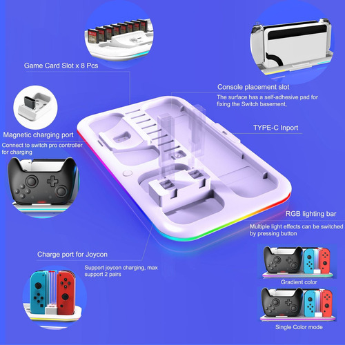 Base Rgb Switch Carga Enfriamiento Soporte Juegos Y Mandos