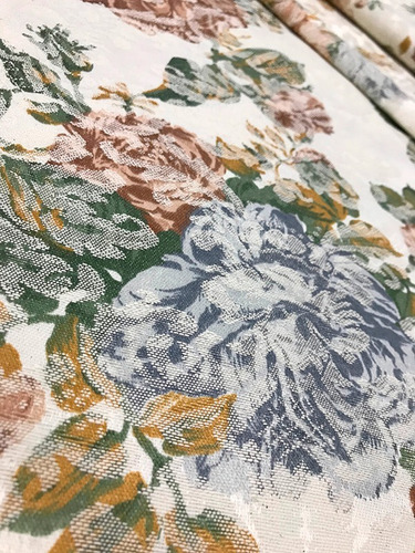 Imagem 2 de 4 de Tecido Estampado Jacquard Floral Vintage Salmão 1m