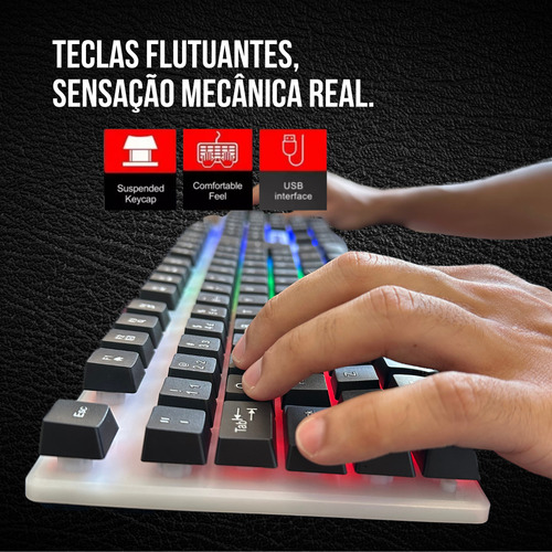 Kit Pc Gamer 4 Em 1 Teclado+mouse+headset+mousepad Led Rgb Preto Preto