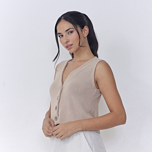 Blusa Sin Mangas Tejida Para Mujer - Modelo Cuba De Nano
