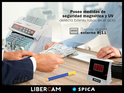 Imagen 6 de 10 de Contadora De Billetes Spica Sp-c20 Detecta Dinero Falso
