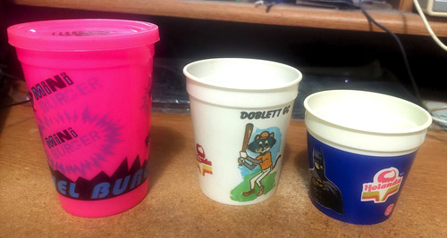 Lote De 3 Vasos Helados Holanda Con El Gato Gc, Batman Y Kfc (Usado)