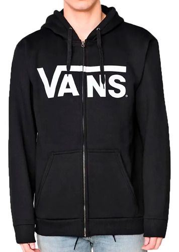 Campera Con Capucha Vans Lifestyle Hombre Negro-blanco Cli