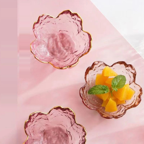 Cuencos Sakura Con Borde Dorado Para Ensalada De Helado