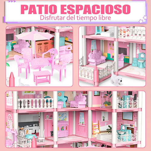 Casa De Muñecas Para Niñas, Casa Muñecas Castillo De 4 Pisos