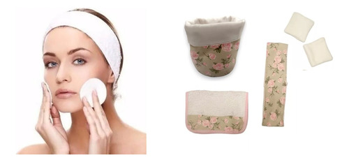 Set Spa Facial Toalla, Vincha, Pads, Toalla Y Organizador