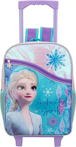 Mochila Escolar Carrito Con Ruedas Elsa Frozen Ruz Disney 42x34x17cms Niñas Moda