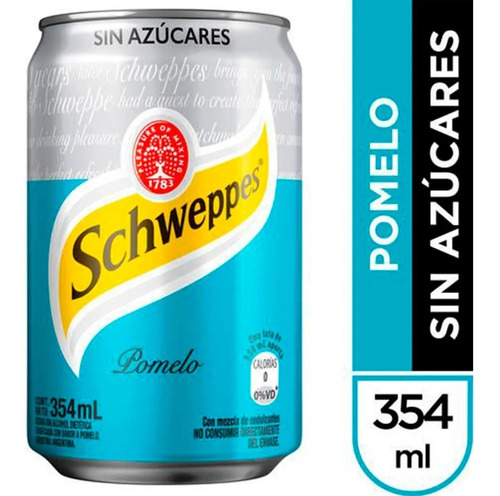 Imagen 3 de 8 de Schweppes Pomelo Sin Azucar Lata Gaseosa - Pack X6 Unidades