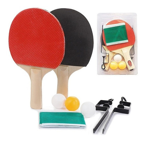 Imagen 1 de 9 de Set Ping Pong 2 Paletas+3 Pelotas+red Profesional+estuche