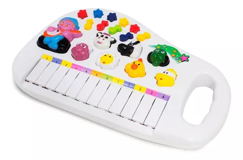 Piano Teclado Animal Brinquedo Infantil Sons Fazenda Sitio - AZUL