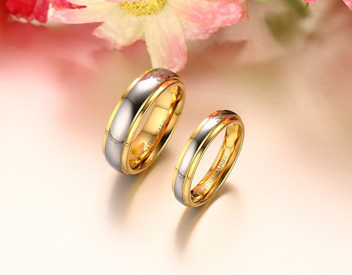 Imagen 7 de 8 de 1 Argolla De Tungsteno August Wedd Dorado Y Plateado