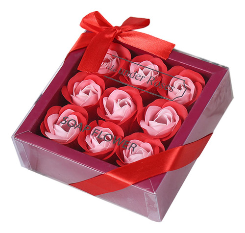 Jabón Perfumado Con Forma De Rosa, Caja De Regalo Rojo