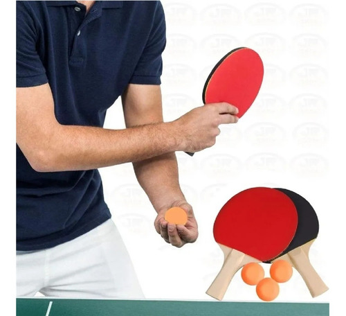 Imagem 3 de 6 de Kit Ping Pong Tênis De Mesa C/ 2 Raquete + 3 Bolinhas Combo