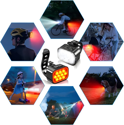Luz Bicicleta Recargable Usb Delantera Y Traser 10+10 Led