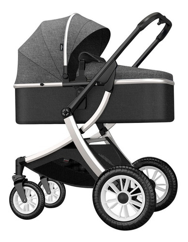 Carrito De Bebe Cochecito Paseo Deluxe Calidad Superior Baby Color Negro con gris Color del chasis Negro