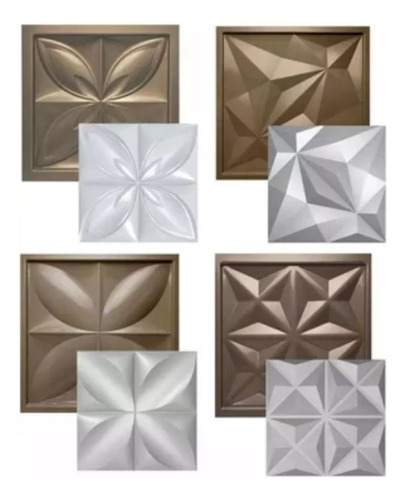 4 Formas Para Gesso 3d - Floral Elegante - Pol 50x50