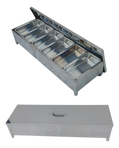 Condimentadora De Inox Para Bancada Pizzarola 6 Cubas Prateado