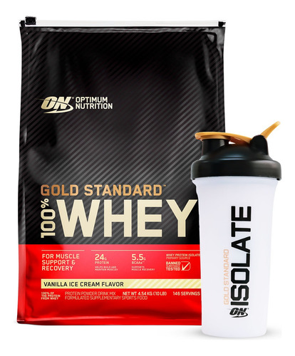 Proteína Gold Standard Whey 10lb + Shaker