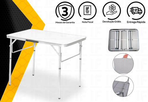 Mesa Dobrável Alumínio 90x60 Cm Vira Maleta 695838 Palisad