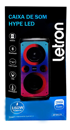 Caixa De Som Hype Led Rgb Controle Multimidia 150w Letron