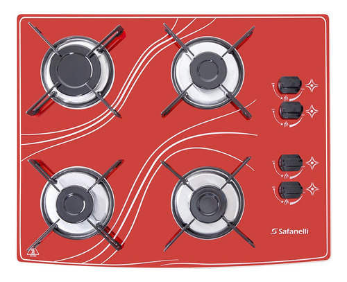 Kit Forno Embutir 45l + Cooktop 4 Bocas Vermelho 220v