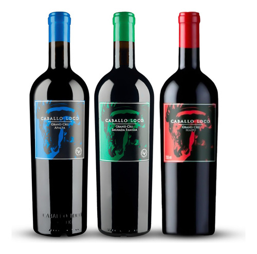 Kit 3 Vinhos Chileno Caballo Loco Grand Cru Misto 750ml
