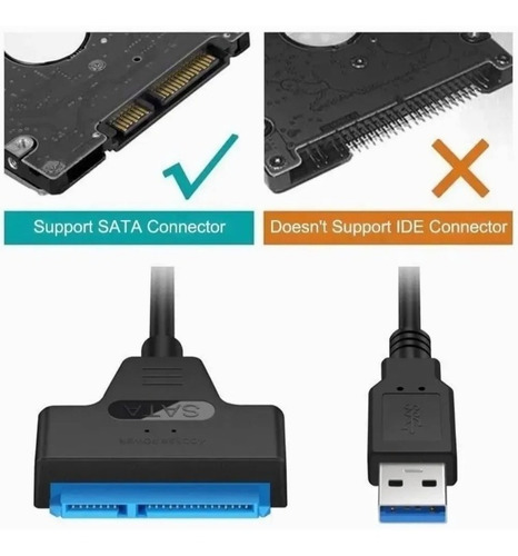 Imagen 8 de 9 de Adaptador Cable Usb 3.0 A Sata 3 Hdd 2.5 22 Pines | Dfast