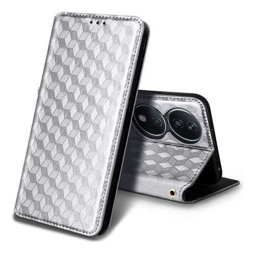 ~ For Honor X7b Cubic Patterned Pu Wallet Card Holder Case