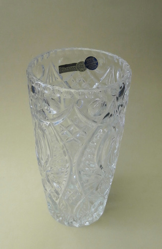 Vaso Cristal Grosso Bohemia Czechoslovakia Original 22x12