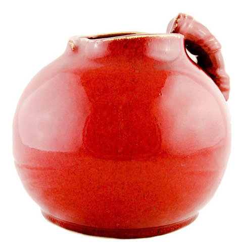 Jarro De Cerâmica Brilhante Pintura Vermelha Tipo Glaze