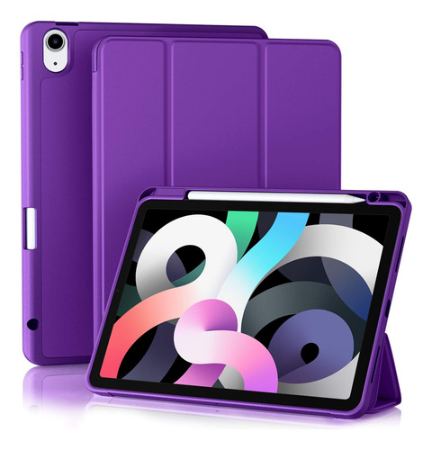 Funda Para iPad Air 4 Akkerds Soporte Lápiz Rígido Púrpura
