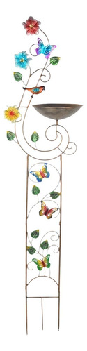 Baño De Pájaros Con Enrejado De Jardín, Soporte Mariposa