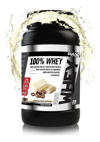 Giant Sports 100% Whey Protein Isolate 2 Lbs (907g) 28 Srv Sabor Esspresso White Chocolate