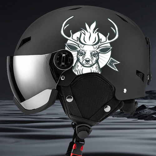 Casco De Snowboard Con Protección Para La Cabeza, Negro S