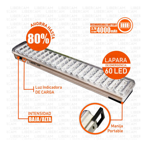 Luces Luz Emergencia 60 Leds Slt Recargable 220v Envios Color Blanco