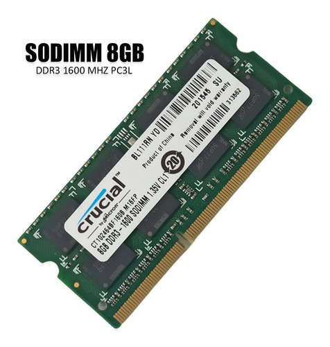 Imagen 3 de 3 de Memoria Ram 8gb Ddr3 1600mhz Sodimm Pc3l 12800 Laptop