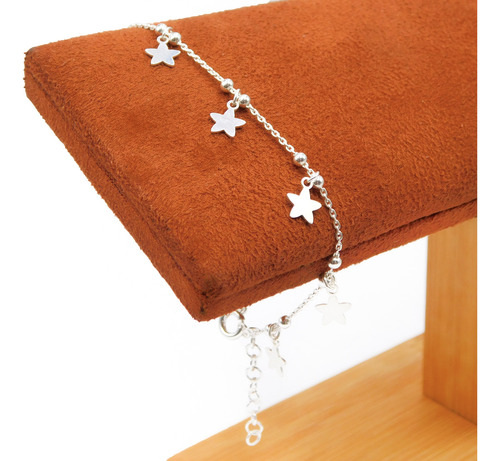 Pulseira Feminina Bolinhas E Estrelas Em Prata 925 Comprimento 17.5 Cm Cor Prateado